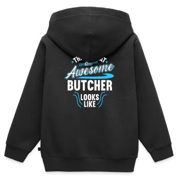 This Is What An Awesome Butcher Looks Like - Kinder Premium Organic Zip Hoodie - Schwarz - Hinten - AI Model Kid Male (0cm)