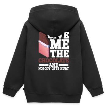 Give Me The Chocolate And Nobody Gets Hurt 2 - Kinder Premium Organic Zip Hoodie - Schwarz - Hinten - AI Model Kid Male (0cm)