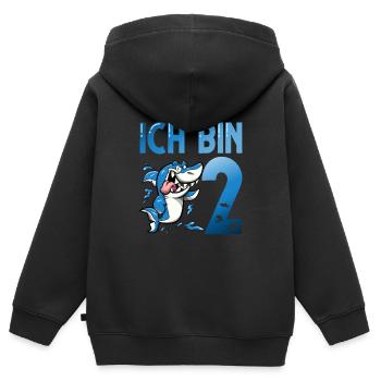Ich bin schon 2. Kindergeburtstag Hai - Kinder Premium Organic Zip Hoodie - Schwarz - Hinten - AI Model Kid Male (0cm)