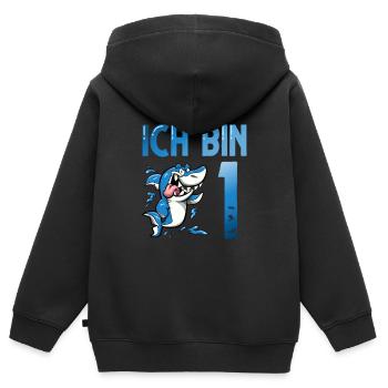 Ich bin schon 1. Kindergeburtstag Hai - Kinder Premium Organic Zip Hoodie - Schwarz - Hinten - AI Model Kid Male (0cm)
