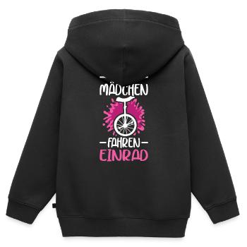Einrad - Kinder Premium Organic Zip Hoodie - Schwarz - Hinten - AI Model Kid Male (0cm)