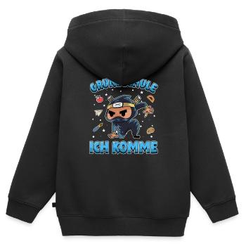 Grundschule ich komme Einschulung Ninja - Kinder Premium Organic Zip Hoodie - Schwarz - Hinten - AI Model Kid Male (0cm)