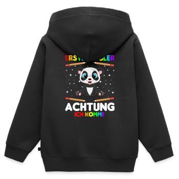 Erstklässler Achtung ich komme - Kinder Premium Organic Zip Hoodie - Schwarz - Hinten - AI Model Kid Male (0cm)