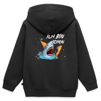 Ich bin schon 1. Kindergeburtstag Hai - Kinder Premium Organic Zip Hoodie - Schwarz - Hinten - AI Model Kid Male (0cm)