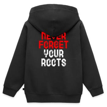 Roots Indonésie Cadeau - Sweat Premium à capuche zippé enfant bio - noir - Dos - AI Model Kid Male (0cm)