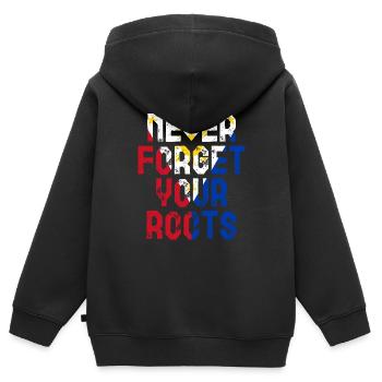 Roots Philippines Cadeau - Sweat Premium à capuche zippé enfant bio - noir - Dos - AI Model Kid Male (0cm)