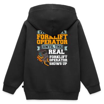 Conducteur de chariot élévateur Élévateur - Sweat Premium à capuche zippé enfant bio - noir - Dos - AI Model Kid Male (0cm)