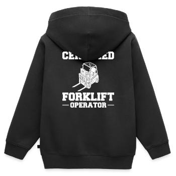 Conducteur de chariot élévateur Élévateur - Sweat Premium à capuche zippé enfant bio - noir - Dos - AI Model Kid Male (0cm)