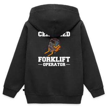 Conducteur de chariot élévateur Élévateur - Sweat Premium à capuche zippé enfant bio - noir - Dos - AI Model Kid Male (0cm)