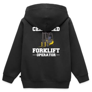 Conducteur de chariot élévateur Élévateur - Sweat Premium à capuche zippé enfant bio - noir - Dos - AI Model Kid Male (0cm)