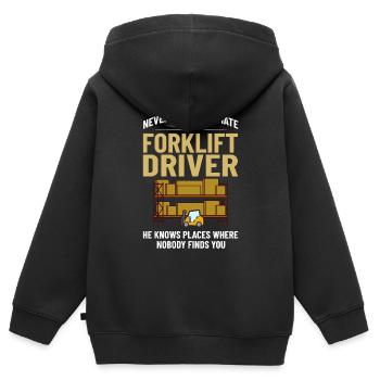 Conducteur de chariot élévateur Élévateur - Sweat Premium à capuche zippé enfant bio - noir - Dos - AI Model Kid Male (0cm)