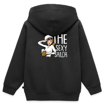 Seglen Segelboot Segler - Kinder Premium Organic Zip Hoodie - Schwarz - Hinten - AI Model Kid Male (0cm)