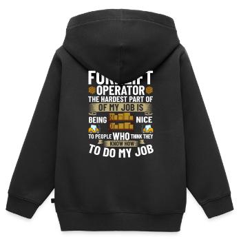 Conducteur de chariot élévateur Élévateur - Sweat Premium à capuche zippé enfant bio - noir - Dos - AI Model Kid Male (0cm)