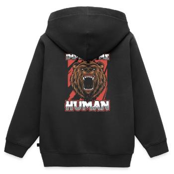 Grizzly Bär Braunbär - Kinder Premium Organic Zip Hoodie - Schwarz - Hinten - AI Model Kid Male (0cm)