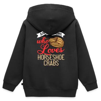 Crabe en fer à cheval Crabe en fer à cheval Crabes des Moluques - Sweat Premium à capuche zippé enfant bio - noir - Dos - AI Model Kid Male (0cm)