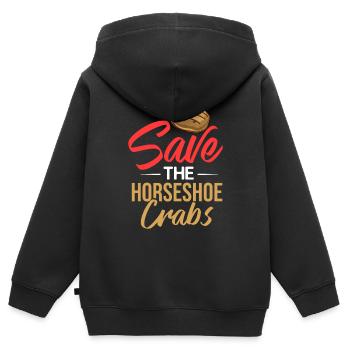 Crabe en fer à cheval Crabe en fer à cheval Crabes des Moluques - Sweat Premium à capuche zippé enfant bio - noir - Dos - AI Model Kid Male (0cm)