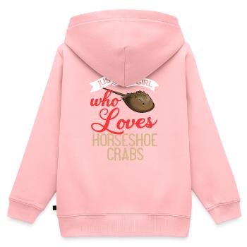 Crabe en fer à cheval Crabe en fer à cheval Crabes des Moluques - Sweat Premium à capuche zippé enfant bio - rose - Dos - AI Model Kid Female (0cm)