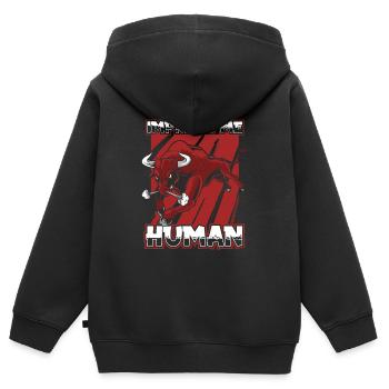 Taureau Taureau - Sweat Premium à capuche zippé enfant bio - noir - Dos - AI Model Kid Male (0cm)