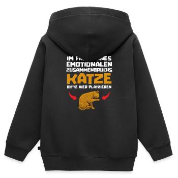 Katze Mietzekatze Hauskatze - Kinder Premium Organic Zip Hoodie - Schwarz - Hinten - AI Model Kid Male (0cm)