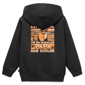 Katze Mietzekatze Hauskatze - Kinder Premium Organic Zip Hoodie - Schwarz - Hinten - AI Model Kid Male (0cm)