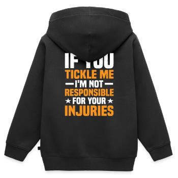 Si vous me chatouillez, je ne suis pas responsable des blessures - Sweat Premium à capuche zippé enfant bio - noir - Dos - AI Model Kid Male (0cm)