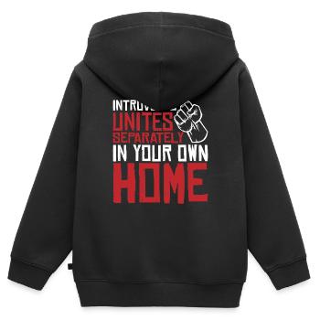 Introvertis s’unit séparément dans votre propre maison 3 - Sweat Premium à capuche zippé enfant bio - noir - Dos - AI Model Kid Male (0cm)