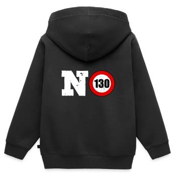 Autobahn Tempolimit No 130 - Kinder Premium Organic Zip Hoodie - Schwarz - Hinten - AI Model Kid Male (0cm)