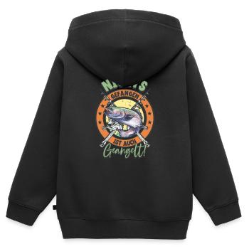 Nichts Gefangen Ist Auch Geangelt Angeln Angler - Kinder Premium Organic Zip Hoodie - Schwarz - Hinten - AI Model Kid Male (0cm)