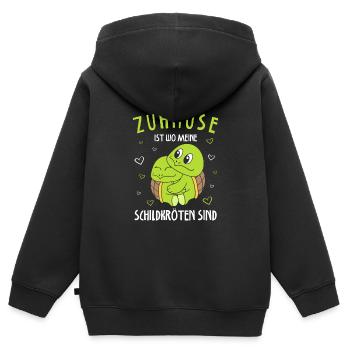 Zuhause Ist Wo Meine Schildkröten Sind - Kinder Premium Organic Zip Hoodie - Schwarz - Hinten - AI Model Kid Male (0cm)