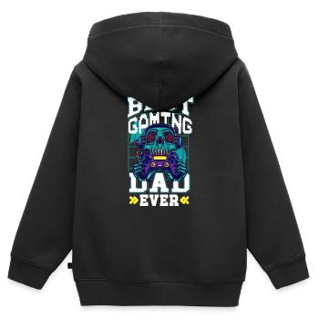 Jeu de hasard Gamer Papa - Sweat Premium à capuche zippé enfant bio - noir - Dos - AI Model Kid Male (0cm)