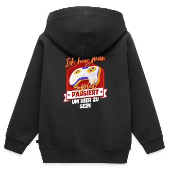 Zocken Gaming - Kinder Premium Organic Zip Hoodie - Schwarz - Hinten - AI Model Kid Male (0cm)