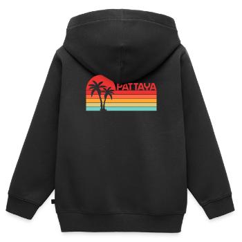 Vintage Urlaub Reise Pattaya Thailand Asien - Kinder Premium Organic Zip Hoodie - Schwarz - Hinten - AI Model Kid Male (0cm)