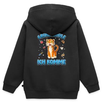 Grundschule ich komme Einschulung Tiger - Kinder Premium Organic Zip Hoodie - Schwarz - Hinten - AI Model Kid Male (0cm)