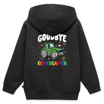 Goodbye Kindergarten Traktor Einschulung Schule - Kinder Premium Organic Zip Hoodie - Schwarz - Hinten - AI Model Kid Male (0cm)