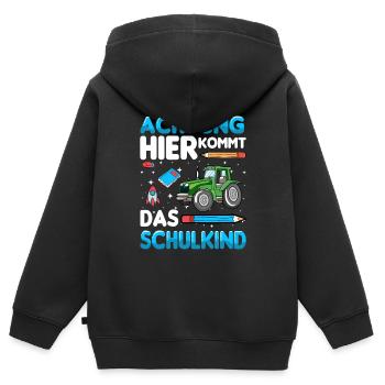 Schulkind Traktor Einschulung 1. Klasse Schule - Kinder Premium Organic Zip Hoodie - Schwarz - Hinten - AI Model Kid Male (0cm)