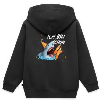 Ich bin schon 4. Kindergeburtstag Hai - Kinder Premium Organic Zip Hoodie - Schwarz - Hinten - AI Model Kid Male (0cm)