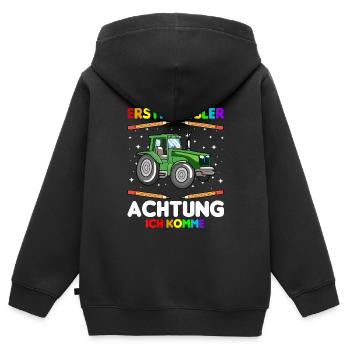 Erstklässler Achtung ich komme - Kinder Premium Organic Zip Hoodie - Schwarz - Hinten - AI Model Kid Male (0cm)