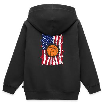 Basketball Torn USA Drapeau - Sweat Premium à capuche zippé enfant bio - noir - Dos - AI Model Kid Male (0cm)