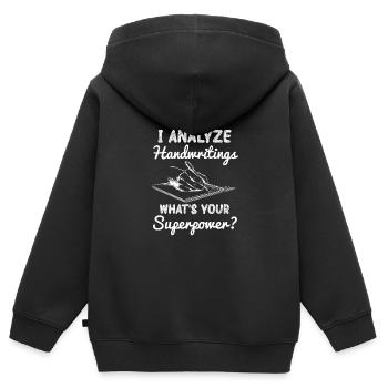 I analyze reading handwriting - Kids Premium Organic Zip-up Hoodie - black - Back - AI Model Kid Male (0cm)