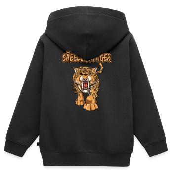 Säbelzahntiger Geschenke Raubkatze Steinzeit für - Kinder Premium Organic Zip Hoodie - Schwarz - Hinten - AI Model Kid Male (0cm)