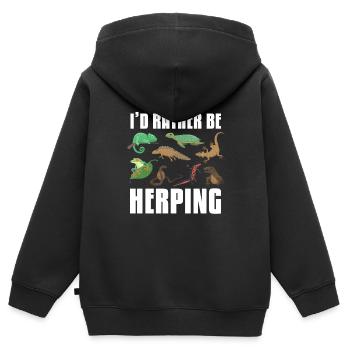 Ich Würde Eher Reptilien-amphibien Herpingen - Kinder Premium Organic Zip Hoodie - Schwarz - Hinten - AI Model Kid Male (0cm)