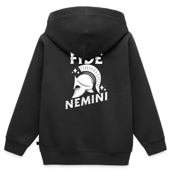 Fide Nemini Langue latine Latin - Sweat Premium à capuche zippé enfant bio - noir - Dos - AI Model Kid Male (0cm)