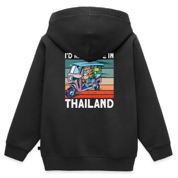 Dreirad Thailand Geschenk - Kinder Premium Organic Zip Hoodie - Schwarz - Hinten - AI Model Kid Male (0cm)