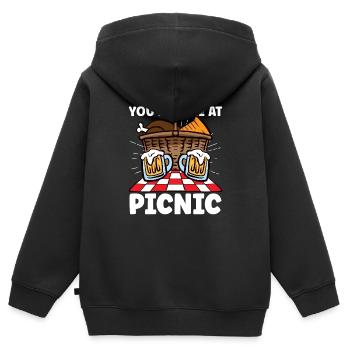 Picnic Lover Pique-Panier de nourriture Date de pique- - Sweat Premium à capuche zippé enfant bio - noir - Dos - AI Model Kid Male (0cm)
