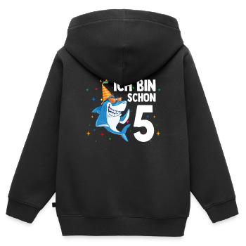 Ich bin schon 5. Kindergeburtstag Hai - Kinder Premium Organic Zip Hoodie - Schwarz - Hinten - AI Model Kid Male (0cm)