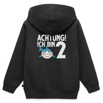 Achtung ich bin 2. Kindergeburtstag Hai - Kinder Premium Organic Zip Hoodie - Schwarz - Hinten - AI Model Kid Male (0cm)