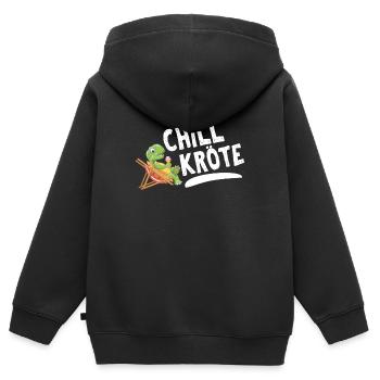 Chill Toad | Drôle de refroidisseur de tortue - Sweat Premium à capuche zippé enfant bio - noir - Dos - AI Model Kid Male (0cm)