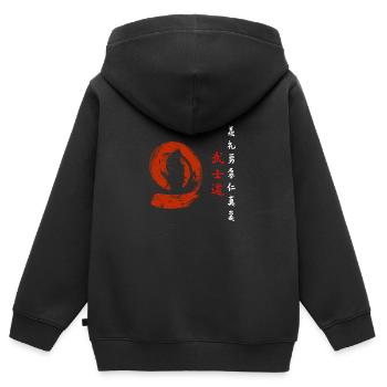 7 vertus d’un personnage japonais de samouraï - Sweat Premium à capuche zippé enfant bio - noir - Dos - AI Model Kid Male (0cm)