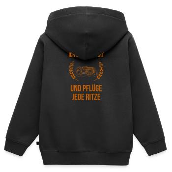 Landwirtschafts Spruch Traktor Lustiges Landwirt - Kinder Premium Organic Zip Hoodie - Schwarz - Hinten - AI Model Kid Male (0cm)