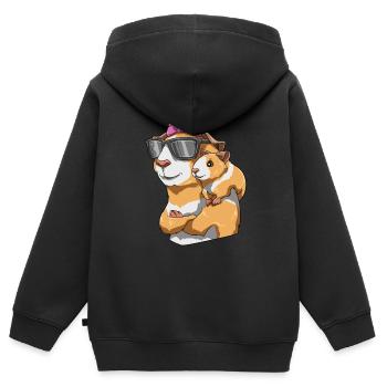 Liebevolles Meerschweinchen mit Meerschweinchen - Kinder Premium Organic Zip Hoodie - Schwarz - Hinten - AI Model Kid Male (0cm)